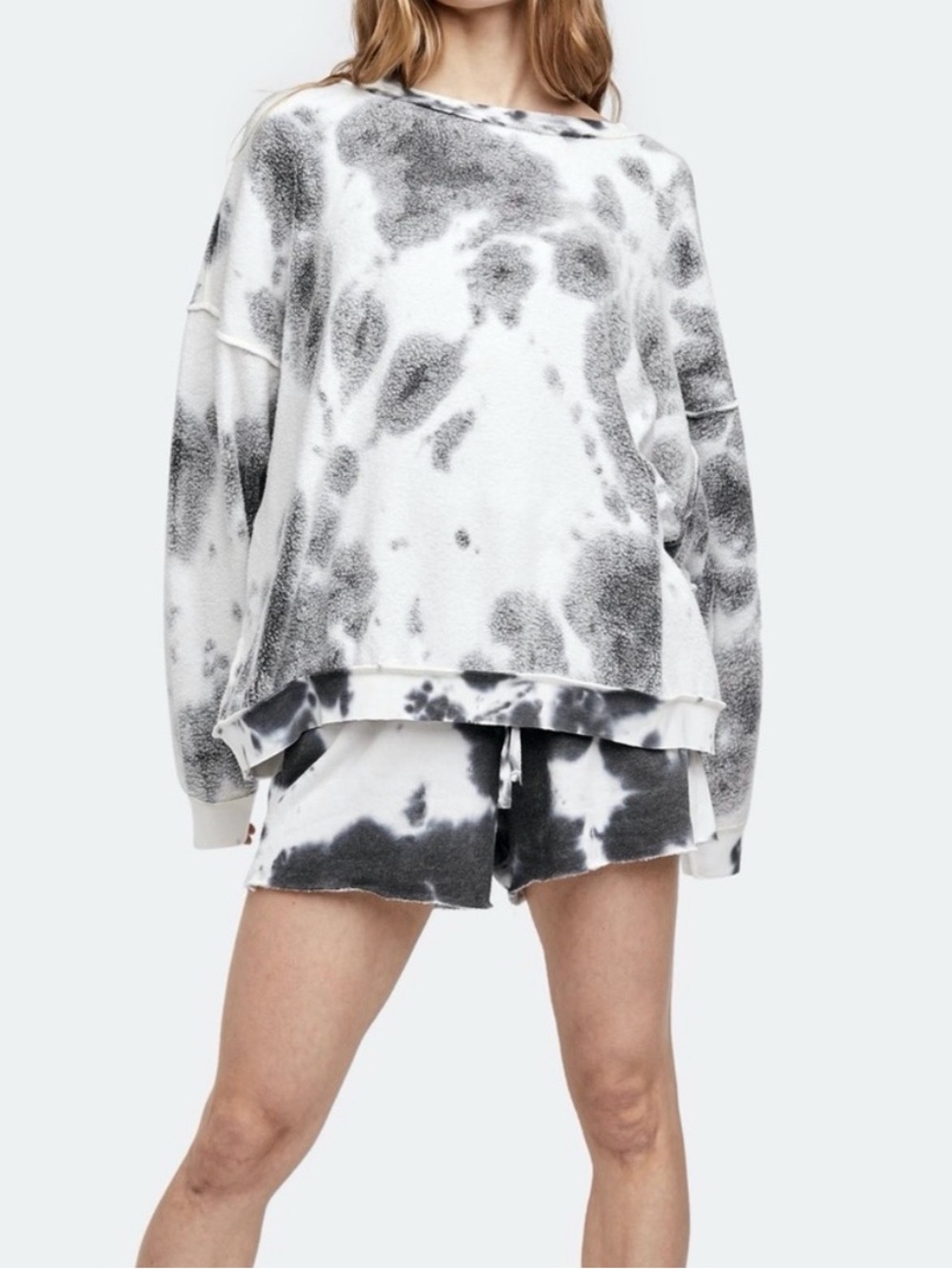 Free People Tie-Dye Black & White Lounge Set